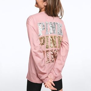 💓✨Pink Bling Campus long sleeve Tee